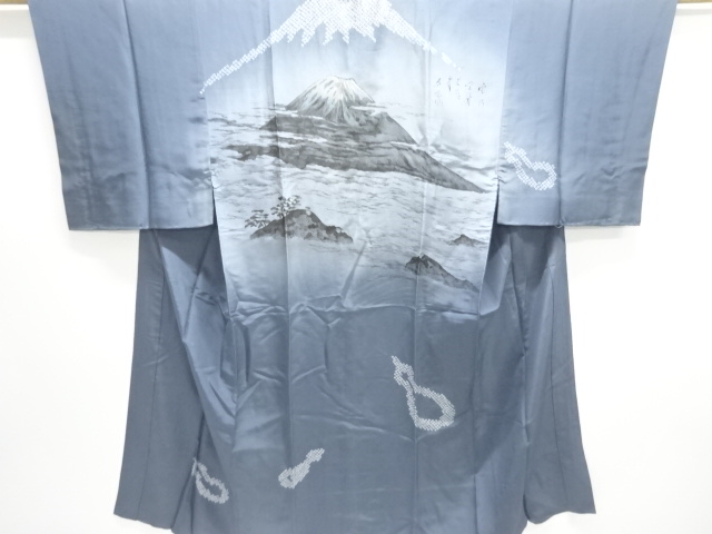 JAPANESE KIMONO / ANTIQUE MENS JUBAN / SILK / SHIBORI / MT FUJI